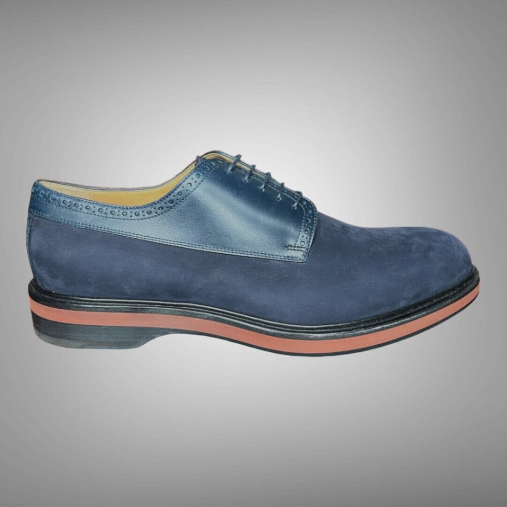 Hermes New Max Navy Nubuck And Veal Leather Derby Shoes EU Size 44 Box Bags